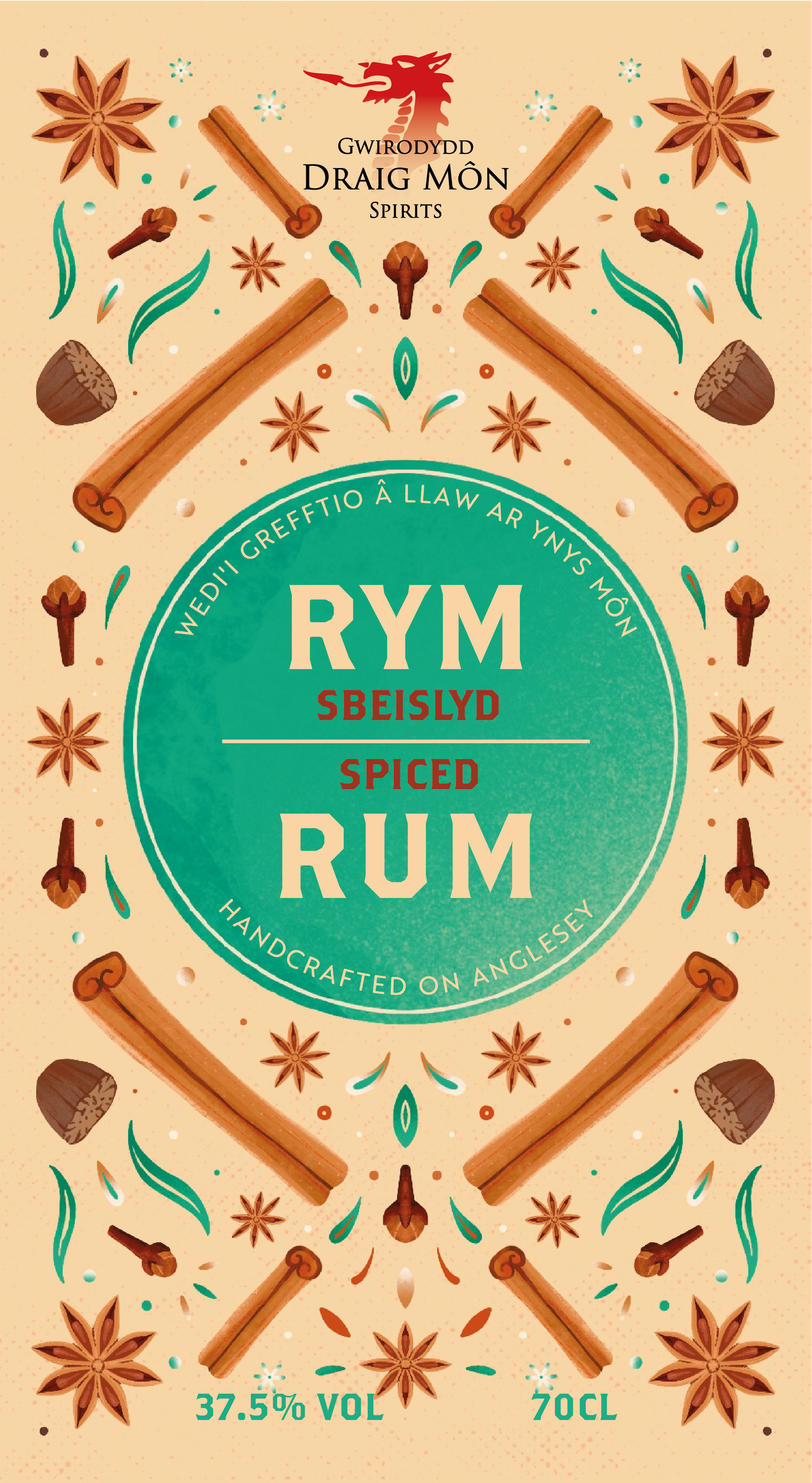 Draig Spiced Rum - Rym Sbeislyd Draig